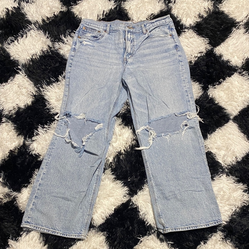 American Eagle Outfitters Light Blue Distressed Flare Jeans